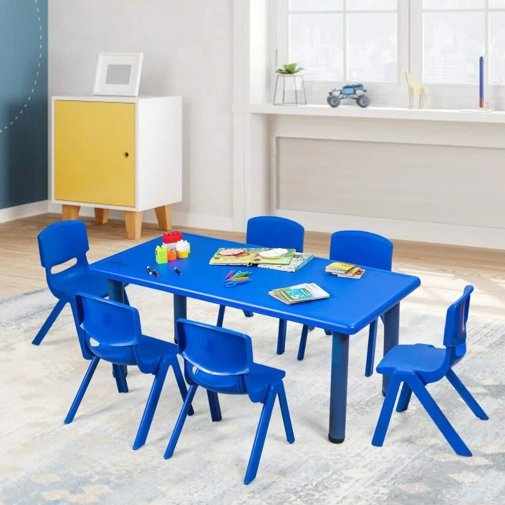 Plastic Stackable School Chairs, 6 Pack, Kids Learning Chairs with 11 inch Seat Height, Waterproof Children Chairs(6 Pack, Blue)