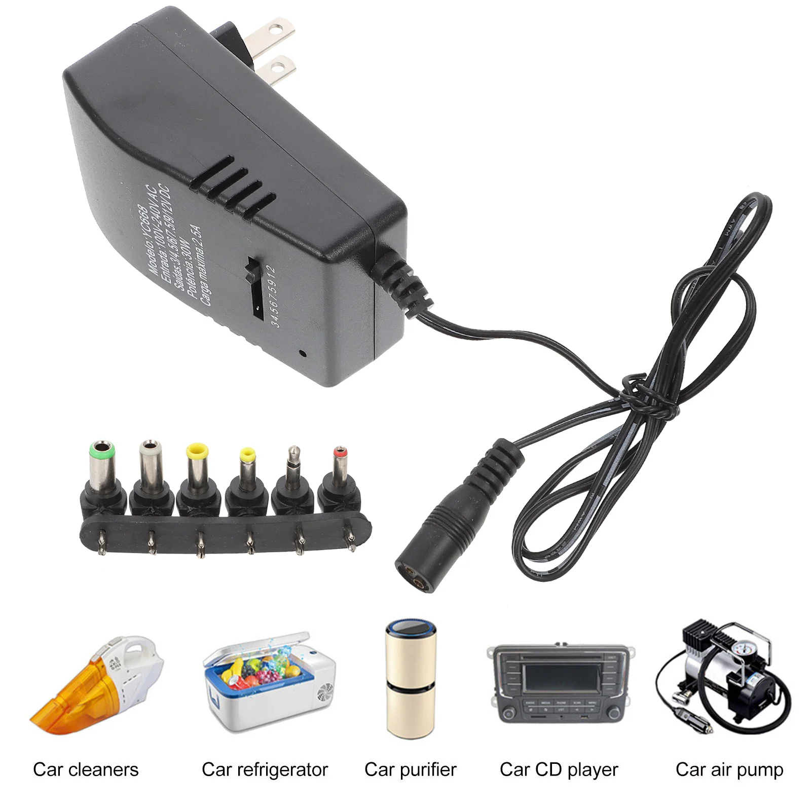 

1Set Adjustable Power Adapter Pc Flame-Retardant Universal Power Supply for Mobile Hard Disk Router LED Light Tablet