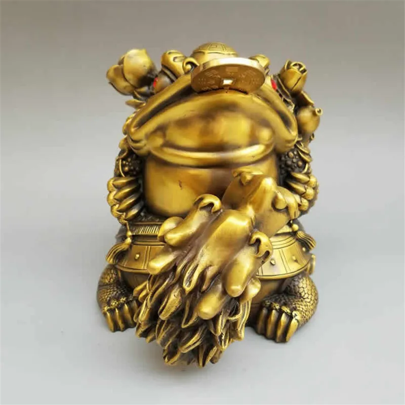 Golden Toad Ornament Decorative Gift Brass Dragon Turtle Home Decoration
