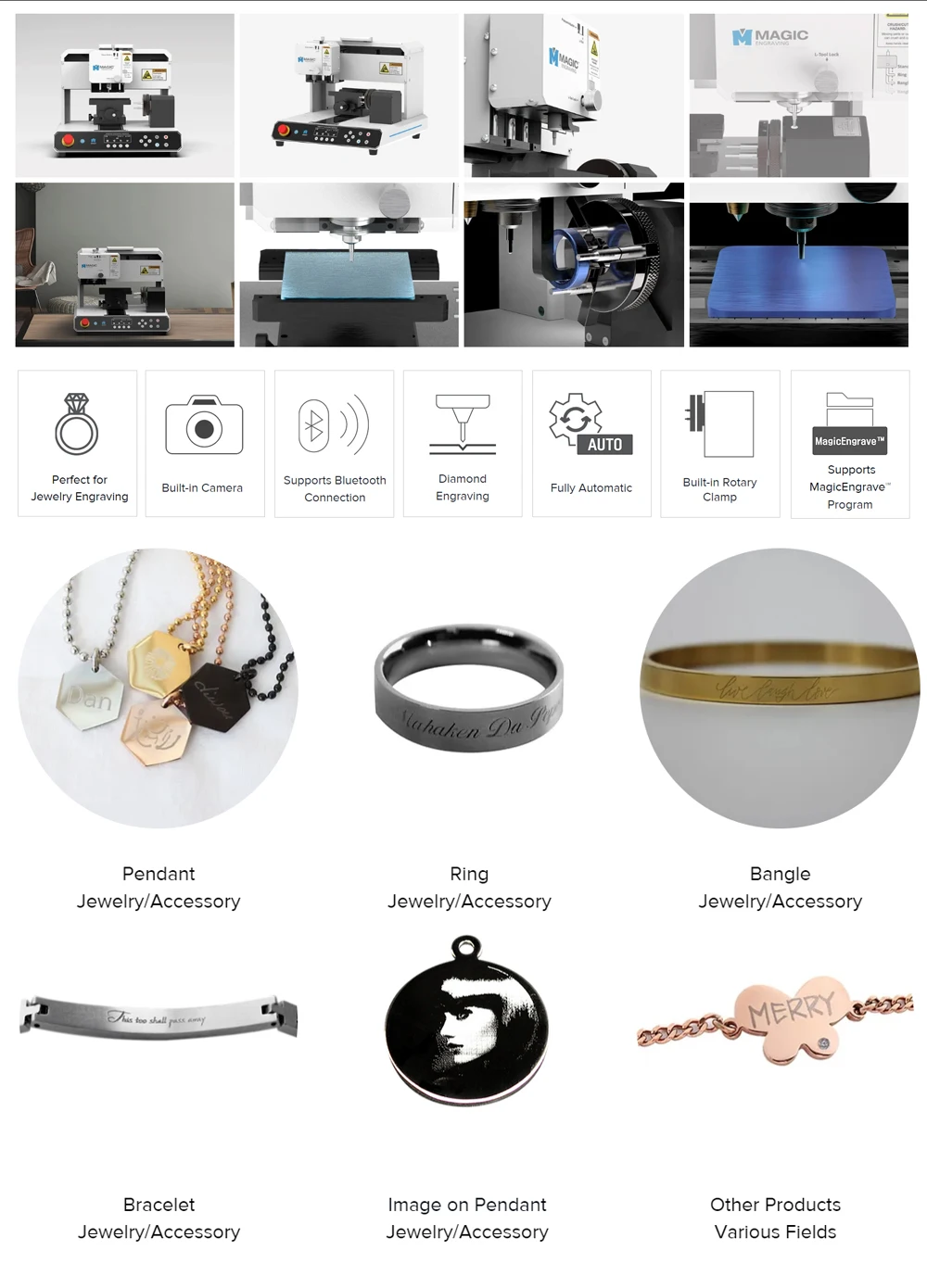 MAGIC-S7 Multipurpose Jewelry CNC Permanent Marking Engraver Gold Silver Metal Pendant Bangle Inner/Outer Ring Engraving