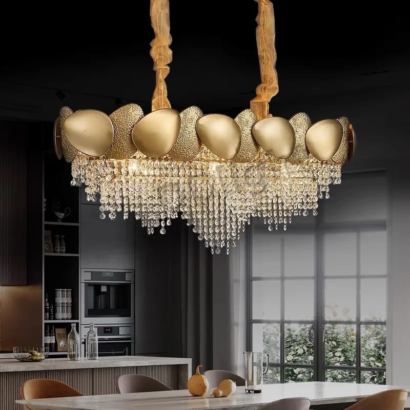 Dimmable LED Pendant Light 2023 Lustres Crystal Tassles Ceiling Chandelier Modern Luxury Hanging Lamp Home Decor for Living Room
