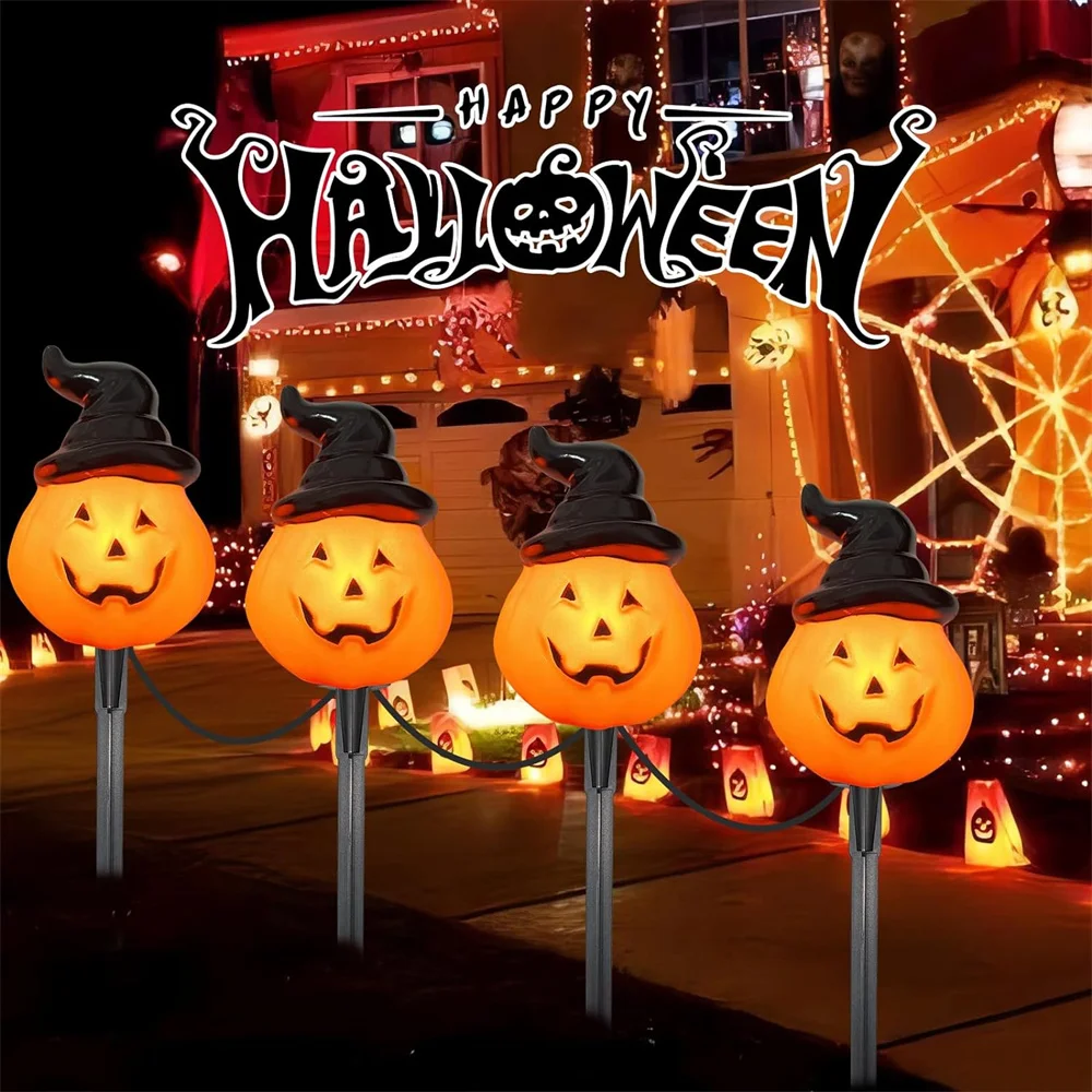 

2024 Halloween Stake Lights Outdoor Solar Graden Lawn Lighted 3D Pumpkins Waterproof Security Solar Lights LED Yard Walkway 534