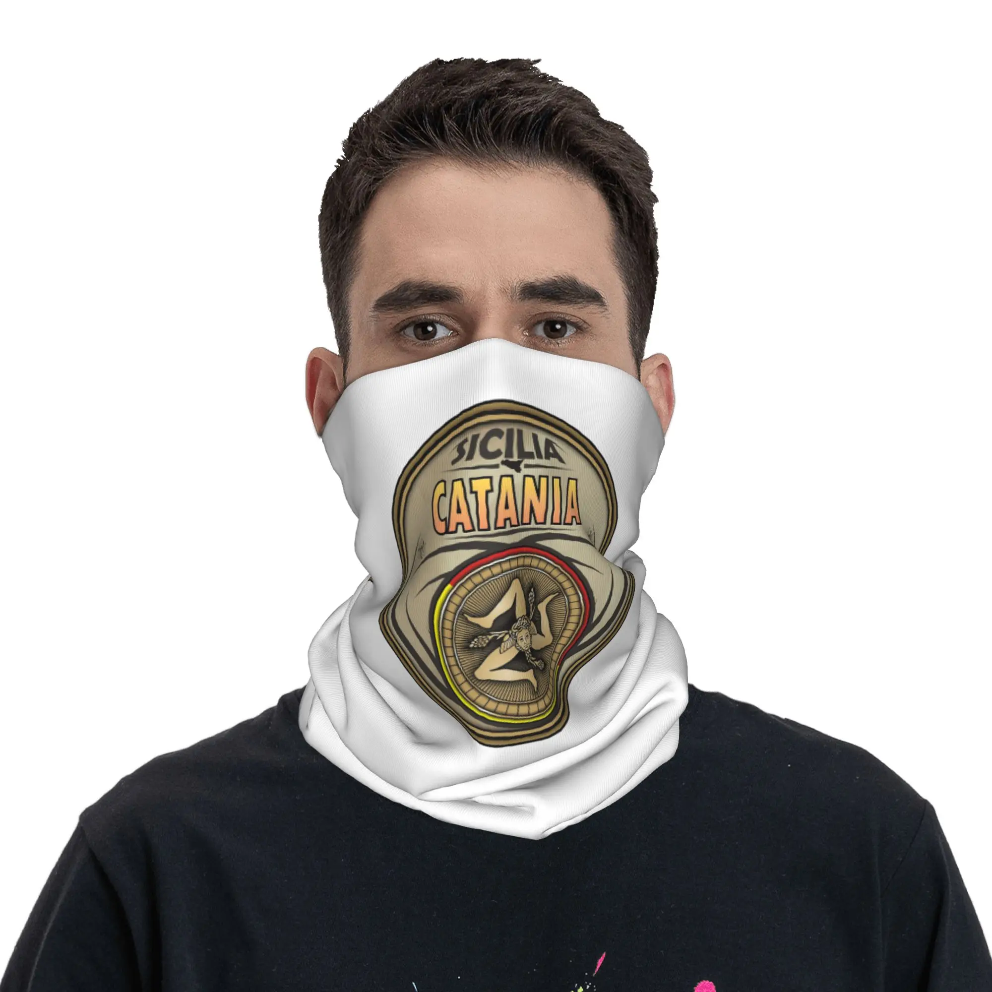 Bandana com símbolo da trinacria de Catania Sicília, lenço estampado para pescoço, lenço quente para ciclismo, para homens e mulheres, adulto