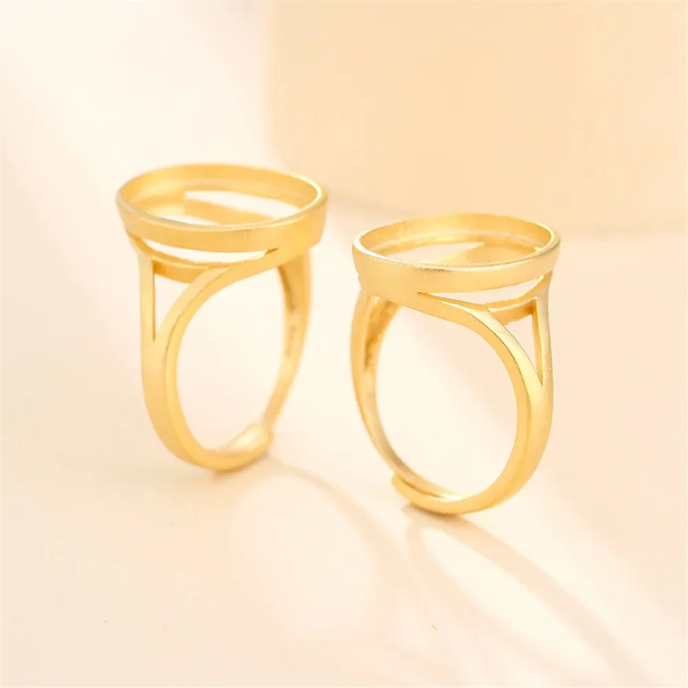 

Matte Yellow Gold Plated 925 Silver Adjustable Ring Setting for 6x8mm/7x9mm/8x10mm/9x11mm/10x14mm/12x16mm/13x18mm Oval Cabochons