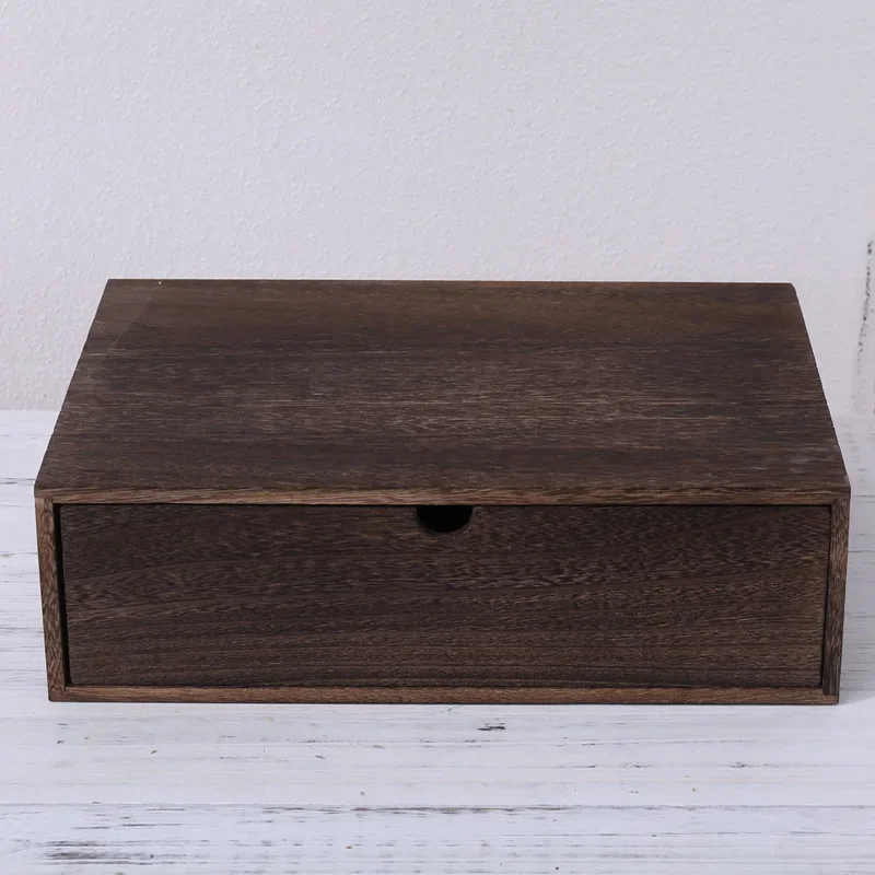 3-layer Wood Storage Box Desktop Drawer Organizer Cosmetics Office Bin Free Combination Containers