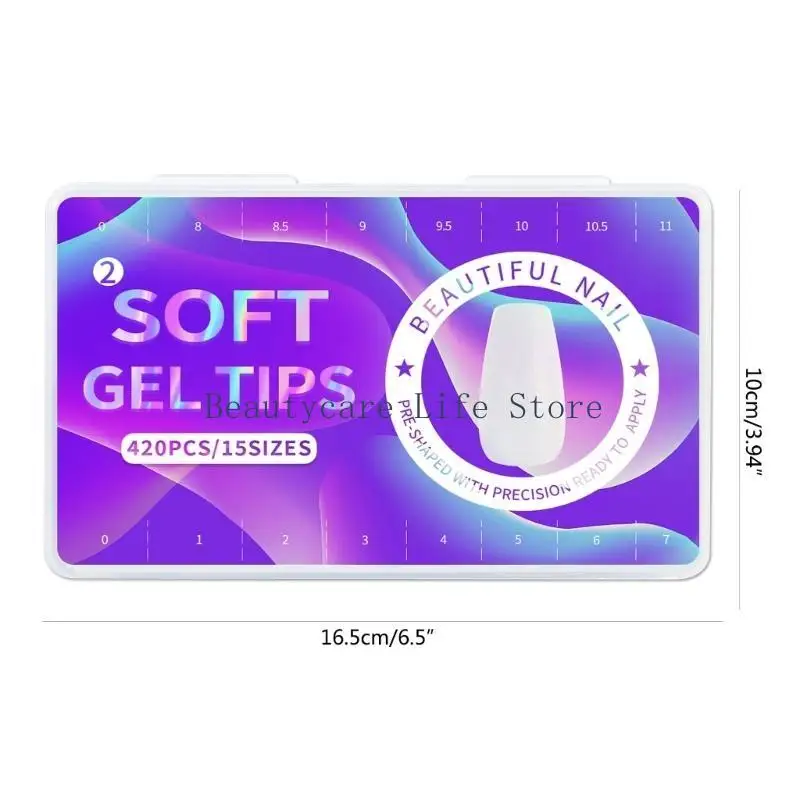 652c 420pc 무광택 네일 팁 확장 시스템 전체 커버 가짜 네일 소프트 X 조각 아몬드 풀 커버 네일 팁에 프레스