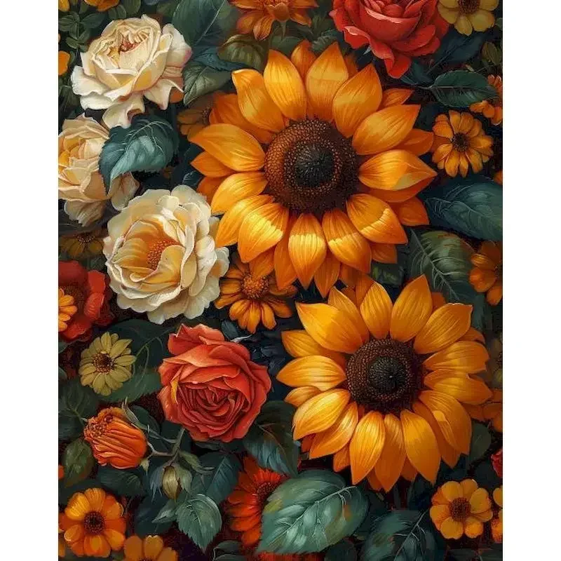 

580010 Diy Painting By Numbers Diy Crafts Sunflower Flowers Pictrue Coloring Paint Kit Diy Gift For Adults Town Landscape On