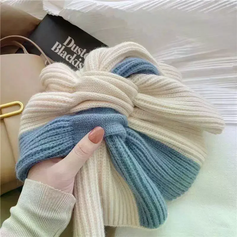 

1 шт., вязаный шарф в корейском стиле, женский платок, вязаный шарф, многофункциональный теплый вязаный шарф