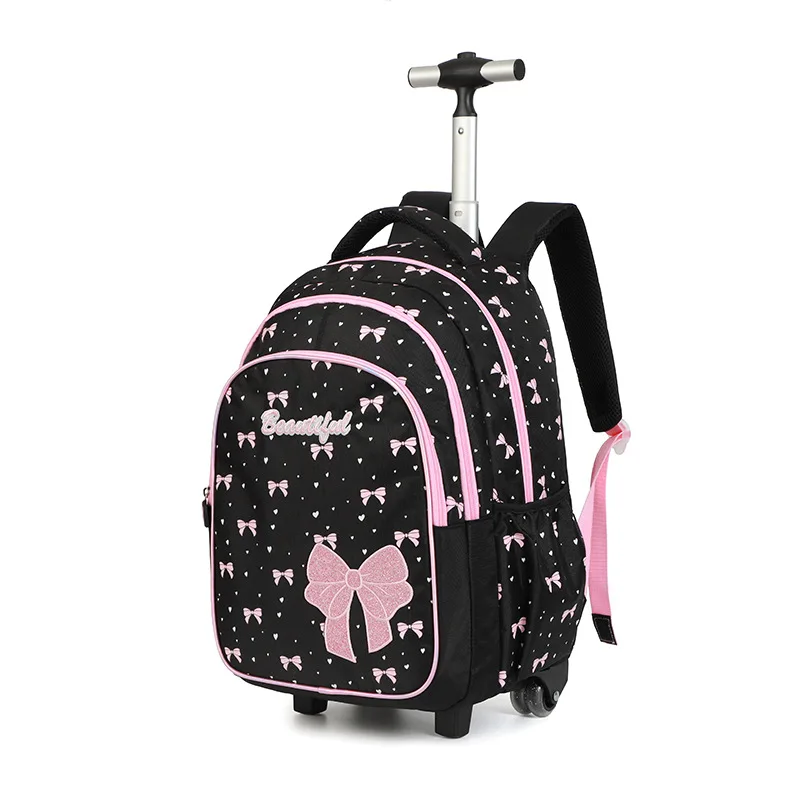 School Wheeled Backpack for Girls Rolling Backpack Set With Lunch bag Pen bag Travel Luggage Rolling Backpack Students Book bag