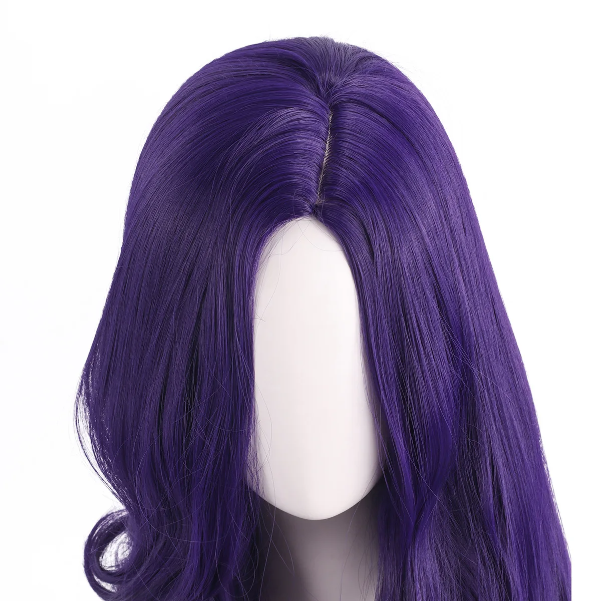 شعر مستعار طويل مجعد أرجواني المهر مع الانفجارات أرجواني داكن أنيمي تأثيري نادر الباروكات للنساء حفلة الهالوين يوميا