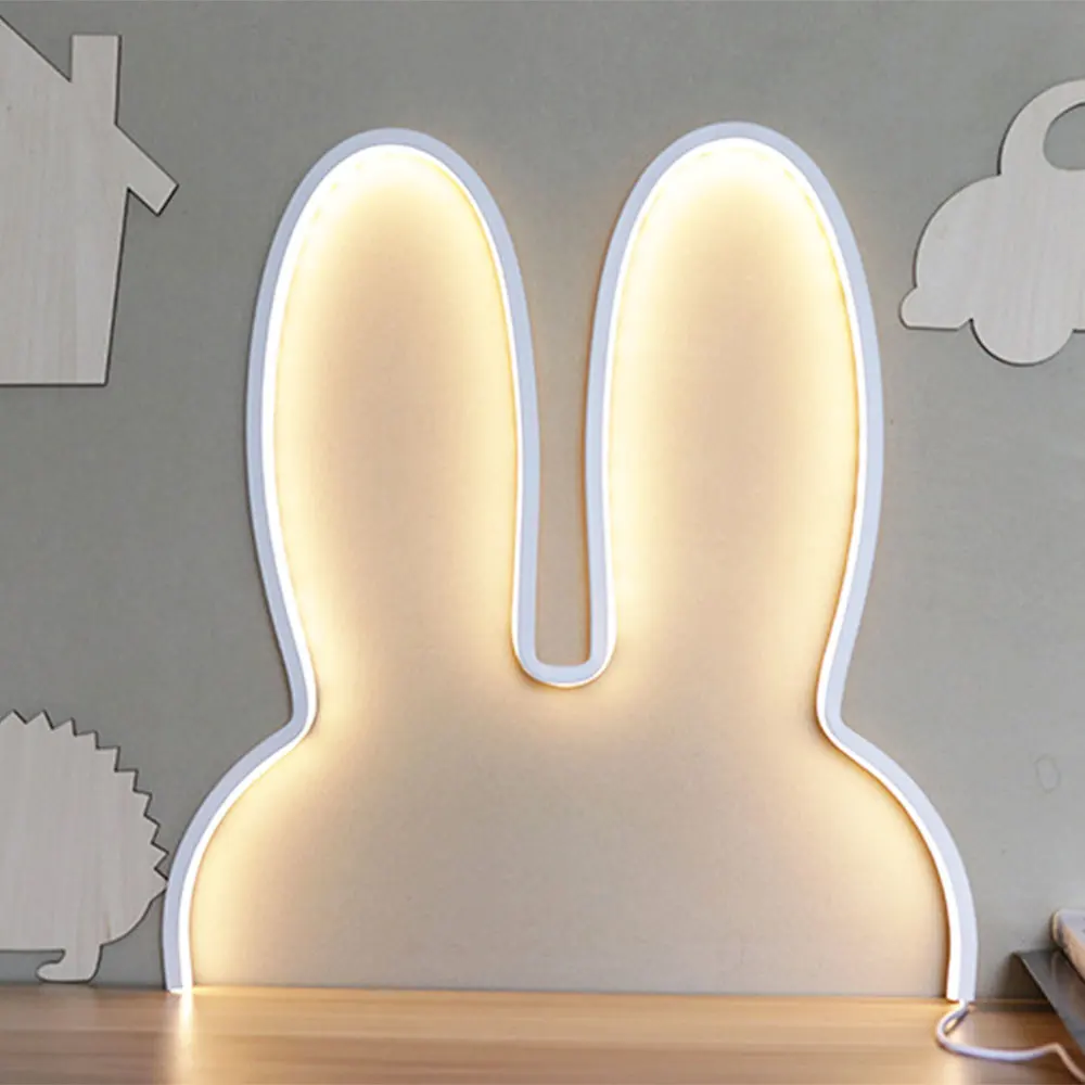 Cute Rabbit Night Lights Cartoon LED Night Lamp USB Desk Lamp Holiday Gift for Kids Children Bedroom Bedside Atmosphere Lamp