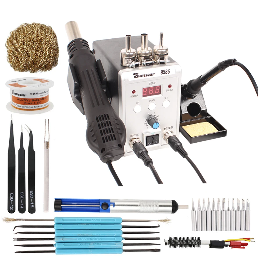 Soldering Station 8586 Digital Display Hot Air Gun Rework Station Electric Soldering Iron For Phone Welding Repair Tools