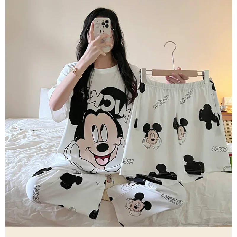 

Cartoon cute Mickey pajamas sweet girl style Disney loungewear casual and comfortable can be worn outside women's suit