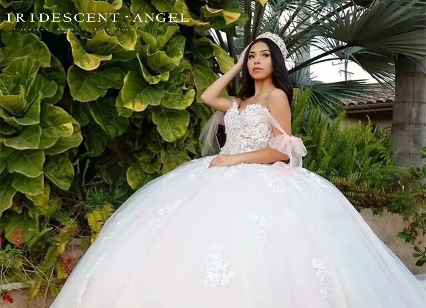 Robe de Quinceanera irisée avec appliques de perles pour filles, robe de Rhcharmante, robes de soirée, fleurs éducatives, Sweet 16, 15 ans