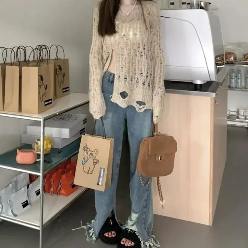 Pullovers Women Hollow Out Simple Daily Creativity All-match Autumn Fashion Elegant Vintage Korean Style Ladies Charming Cozy