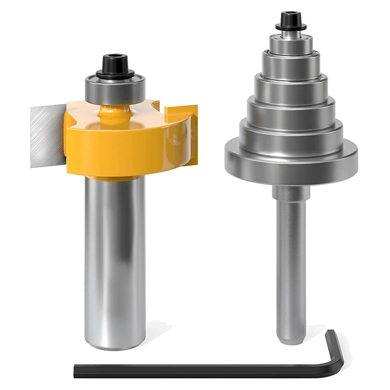 Shank Rabbet Router Bit With 6 Bearings Set, Rabbeting Router Bit Adjustable Multi Depths Cutter