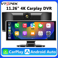 Vtopek Universal 11.26” 4K Dash Cam Car DVR Wireless Carplay Android Auto Dual Lens 1080P Rear Camera Dashboard Video Recorder