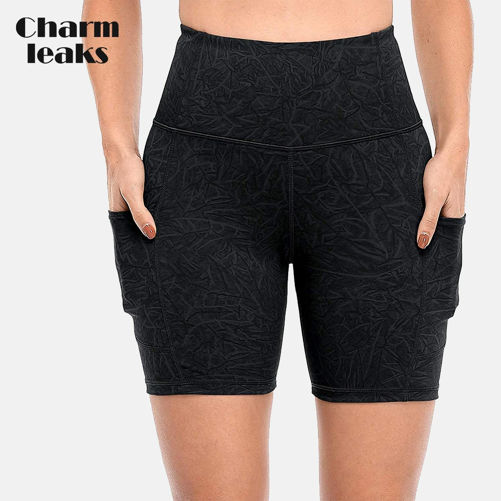 

Charmleaks Women's Yoga Shorts with High Waist For Cycling Workout Sportswear Leggings Sports Patterned Summer Gym Clothing