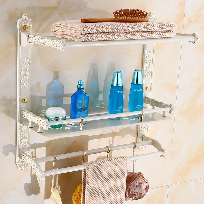 Bathroom Accessories Set Bathroom Shelf,Towel Rack,Paper holder,Toilet Brush Holder,hooks Carved Aluminum Bath Hardware Sets