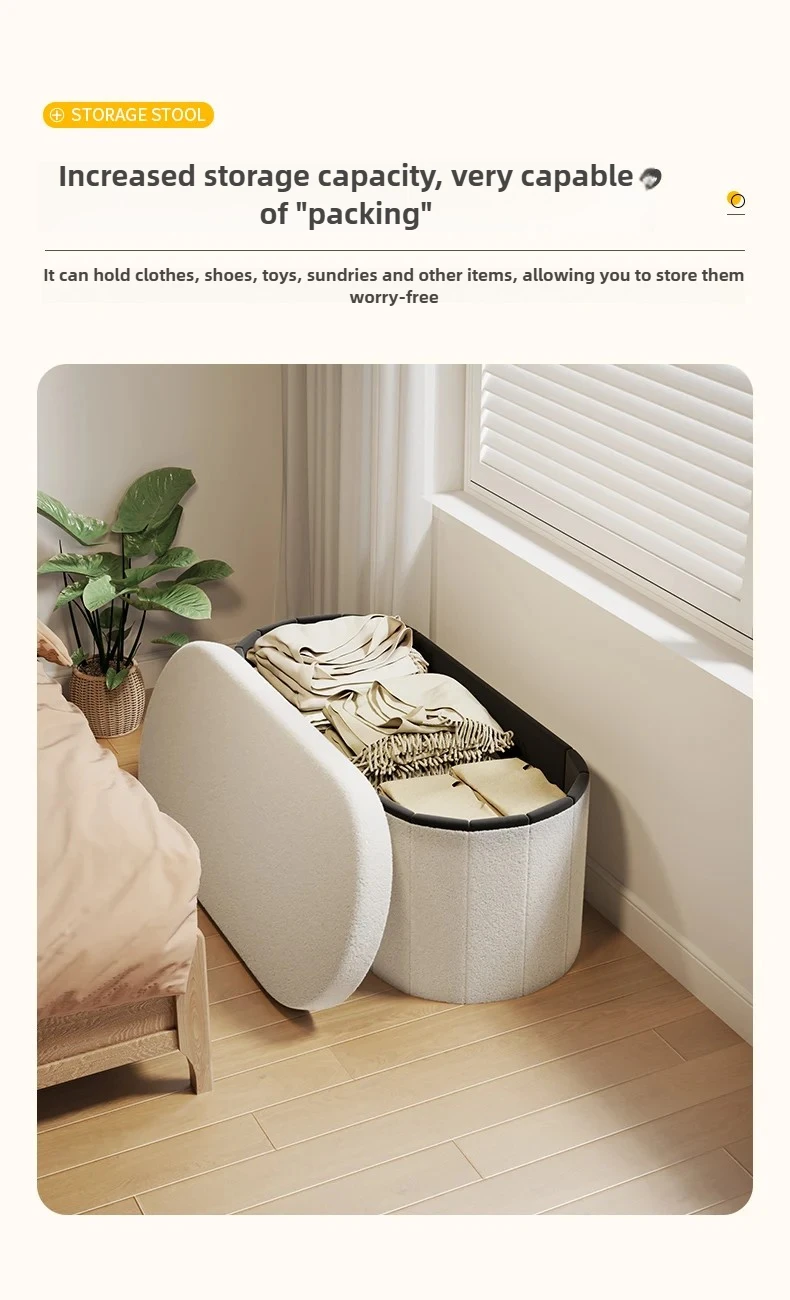 Nordic Folding Storage Stool Entrance Hall Sitting Shoe Stool Living Room Rest Sofa Seat Storage Home Furniture Bed End Stool