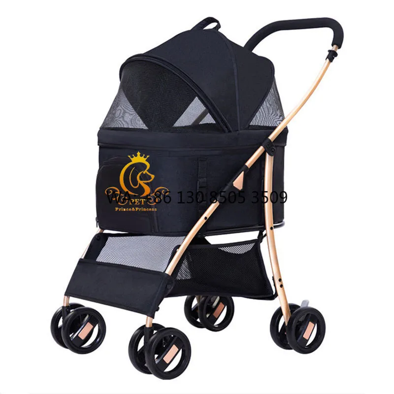 

Small Fashionable Foldable Pet Stroller Trolley with 4-Wheel Adjustable & Comfortable Features for Cats & Dogs Home Use