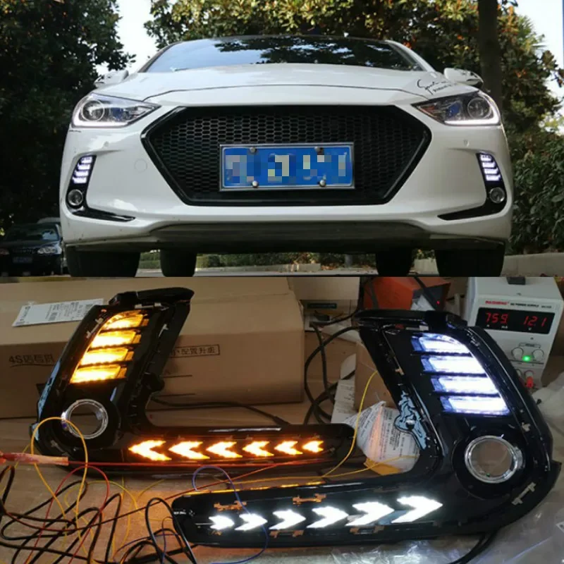 2Pcs for Hyundai Elantra 2016 2017 2018 LED car DRL Daytime Running Light Daylight Waterproof Signal lamp lights