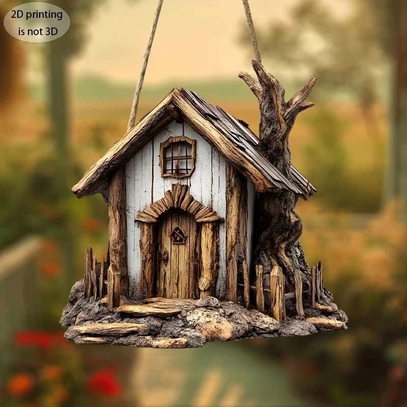 10in Flat-printed farmhouse wooden house wooden wall hanging house design home porch decoration rural farmhouse arrangement