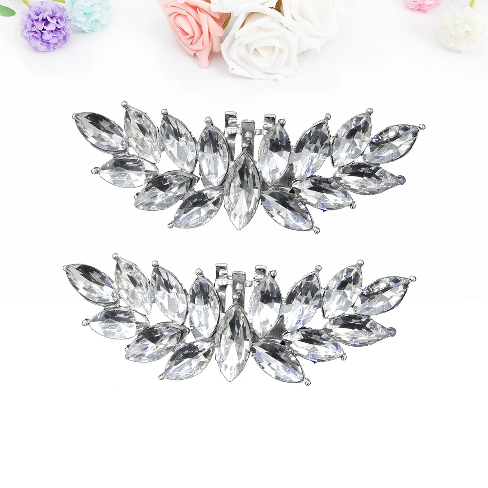 1 Pair of Alloy Shoe Buckles Rhinestone Inlaid Elegant Detachable Bride Shoe Clips Dress Shoe Accessory