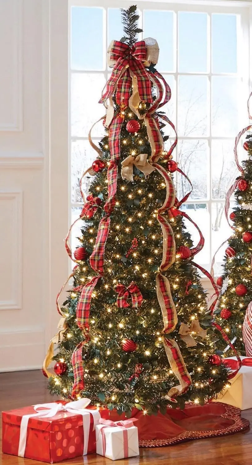 Fully Decorated Pre-Lit 71/2' Pop-Up Christmas Tree - Plaid