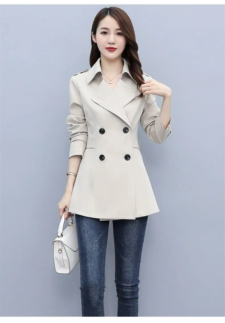 2024 New Spring Autumn Trench Coat Female Korean Double Breasted Mid Long Women Windbreaker Casual Ladies Outerwear Tops B537