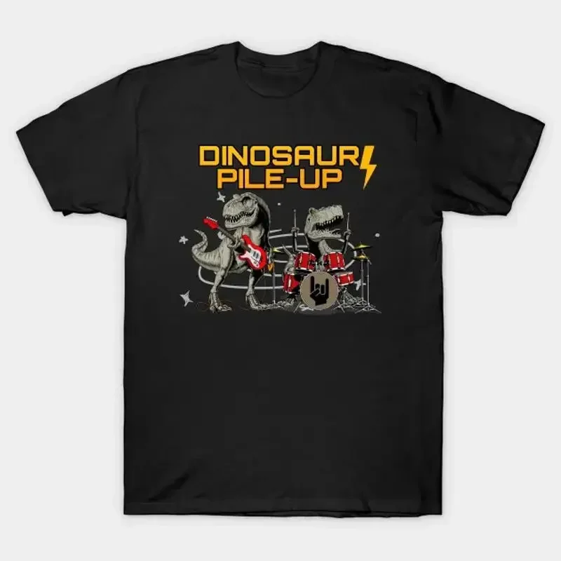Dinosaur Pile Up Fan Black All Size T Shirt