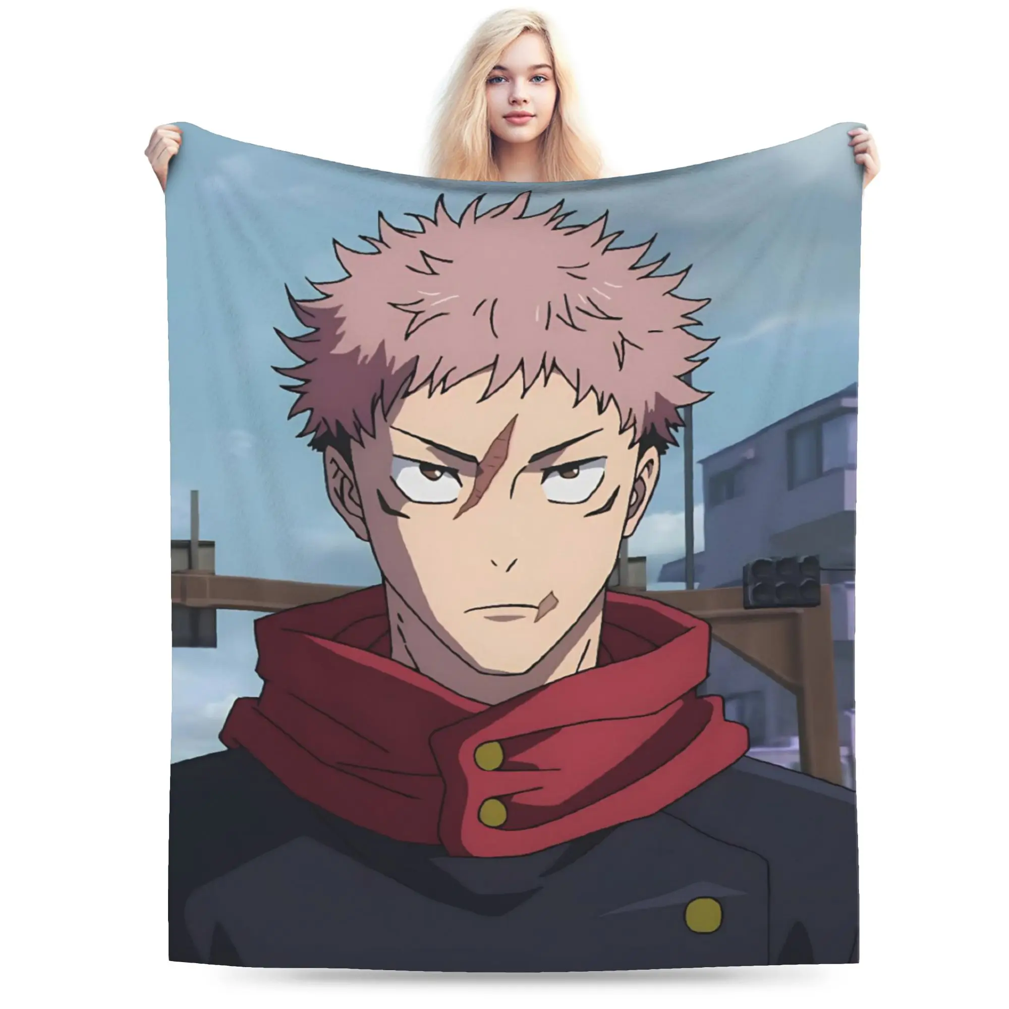 Itadori Yuji  Gift Blanket For Men Women Warm Cozy Fluffy  JJK Anime  Throw Blankets for Sofa 50x60 Inches Multi-size