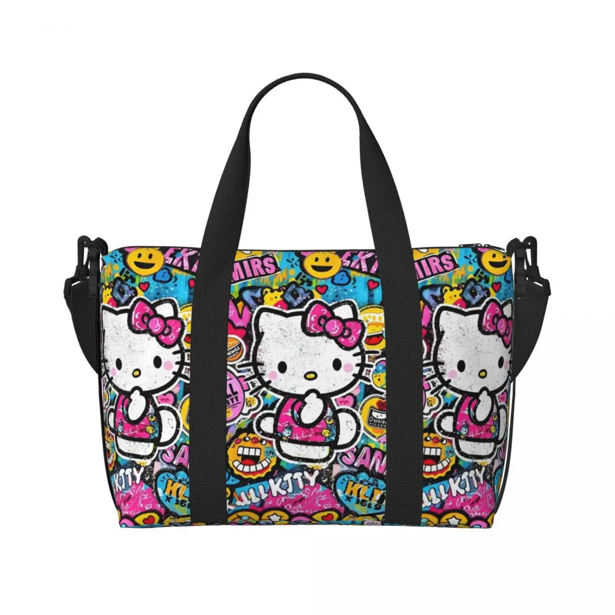 

Custom Hello Kitty Tote Bag for Women Large Capacity Cute KT Cat Classical Printing Beach Gym Travel Bags