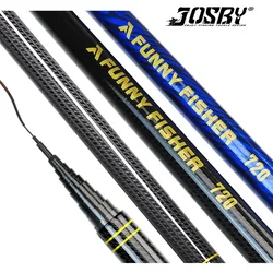 JOSBY NEW Ultralight Super Hard Stream Hand Pole 2.7/3.6/4.5/5.4/6.3/7.2 Meters Carbon Fiber Telescopic Fishing Rods Fish Tackle