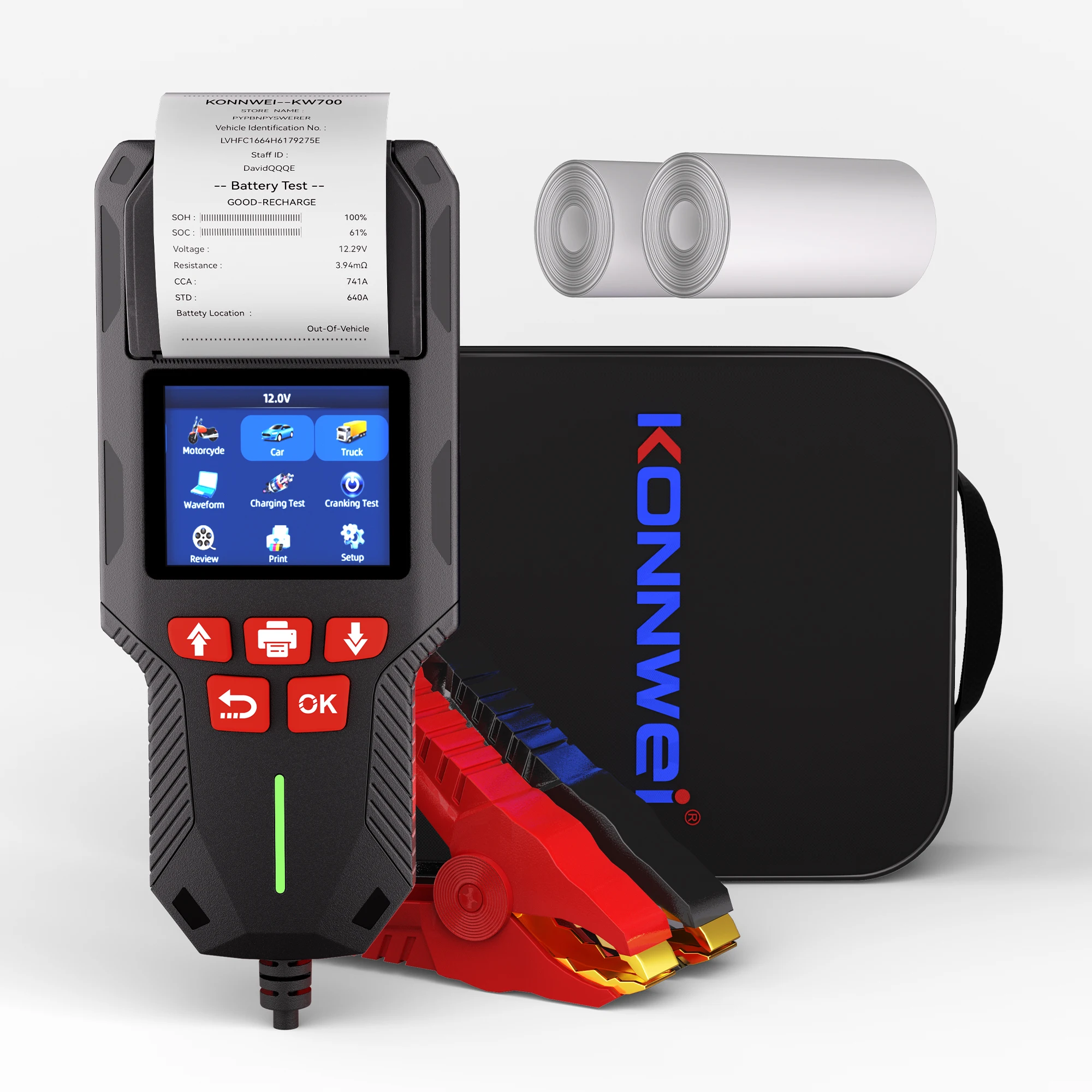KONNWEI Original  2025 NEW High-end KONNWEI KW700 12V 24V Digital Battery Tester with Thermal Printer & Upgrade Free