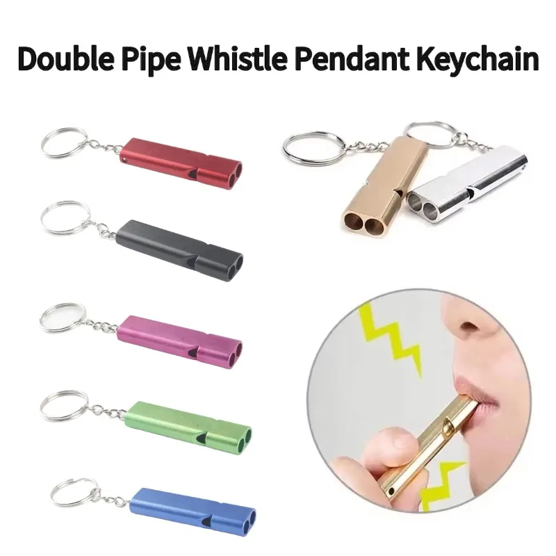 

Двойной свисток-подвеска, брелок для выживания на открытом воздухе, свисток для выживания, высокий децибел, аварийный свисток, инструменты для кемпинга, многофункциональный свисток