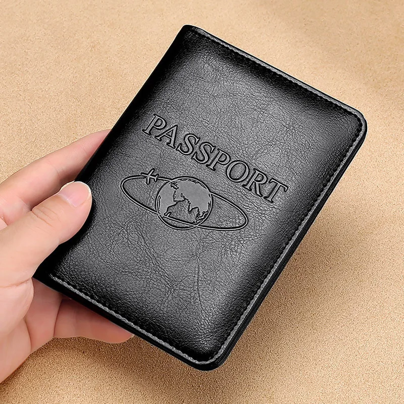 Passport Holder RFID Blocking Genuine Leather Passport Cover Bag Multifunctional Travel Air Ticket Leather Case Wallet