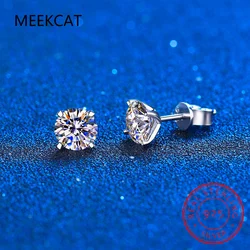 0.4-4CT Classic Moissanite Earrings VVS Brilliant Diamond Stud Earrings 925 Sterling Silver Ear Studs For Women Men Couple Gifts