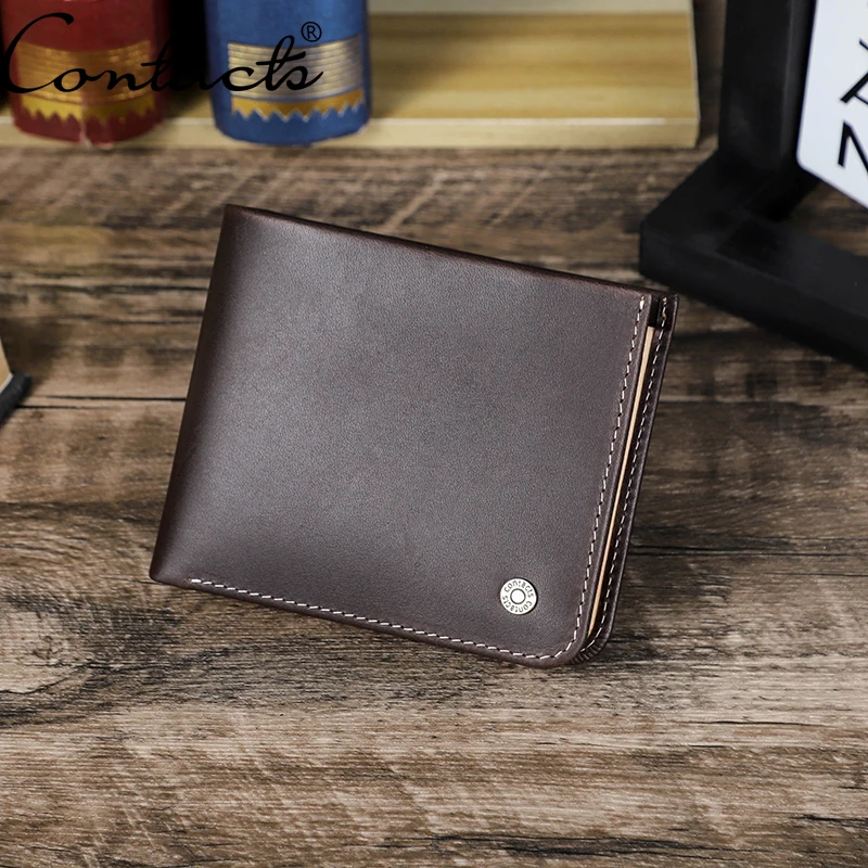 

CONTACT'S Genuine Leather wallet for Men Fashion Coin Pocket Card Wallet Purse Card Holder Men Purse Simple Quality Male Wallets