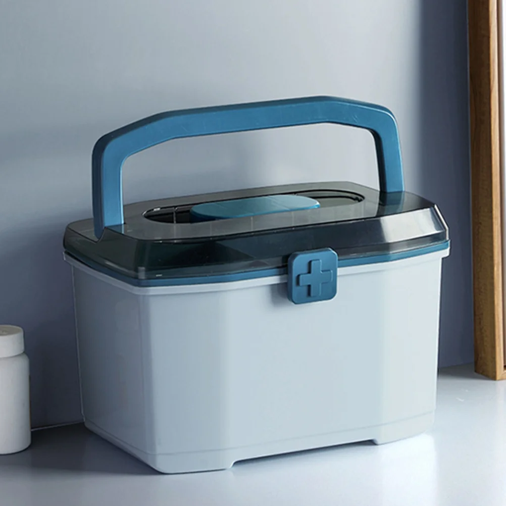 Estuche de primeros auxilios, caja de medicamentos de plástico resistente con diseño bloqueable para uso doméstico, escuela, viajes al aire libre, estuche de emergencia