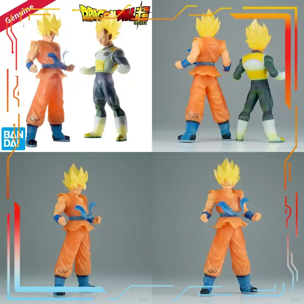 BANDAI BANPRESTO Dragon Ball Super Son Goku SSJ Vegeta SSJ Clearise Prepainted Anime Figure H200mm H190mm Original Genuine