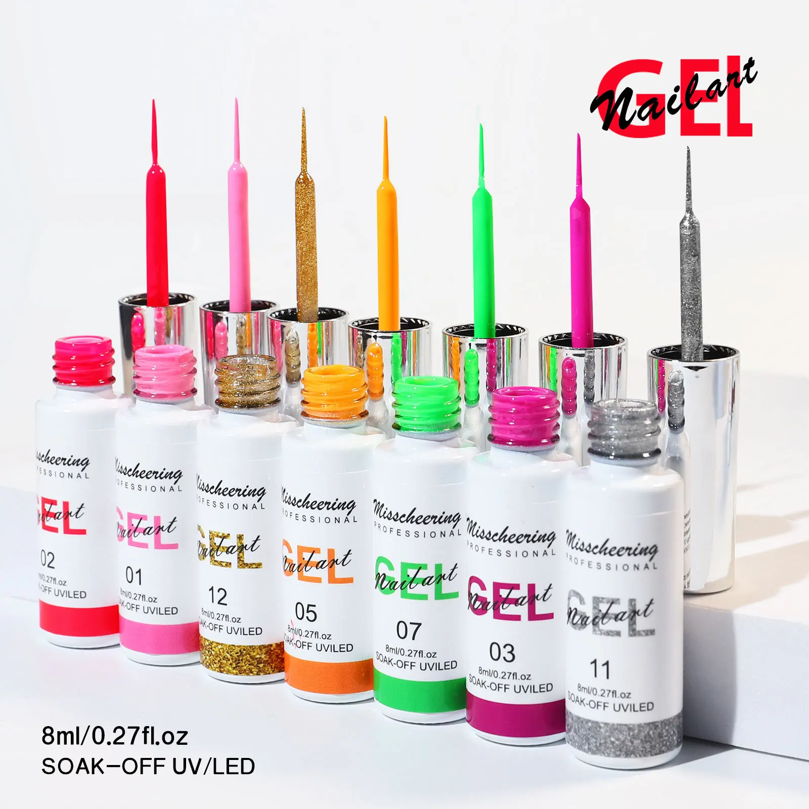 12Pcs Line Gel Nail Polish Set Semi Permanent UV Gel for DIY Painting Drawing Manicure Varnish Nail Art Liner Gel Brushed Glue