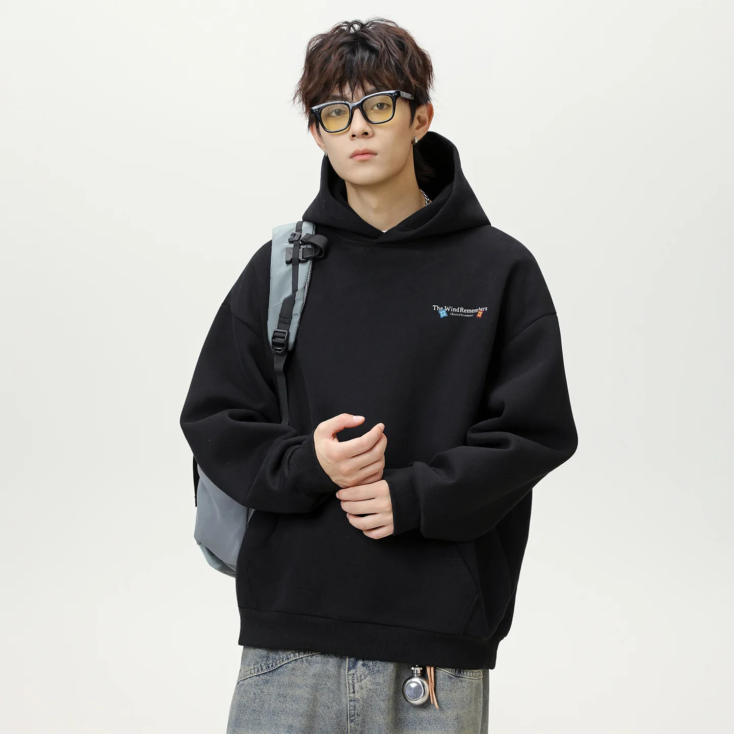 

Petal Print American Style Hooded Sweatshirt For Men New Autumn Texture Trendy Brand Sports Hoodie Casual Jacket Fashion Z7FQ