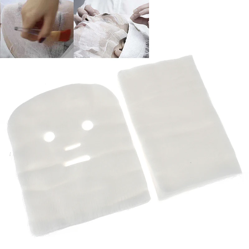 100 Pcs Pure Cotton DIY Beauty Mask Salon Disposable Facial Gauze Highly Water Absorption Non-Irritating Face Gauze Mask Soft