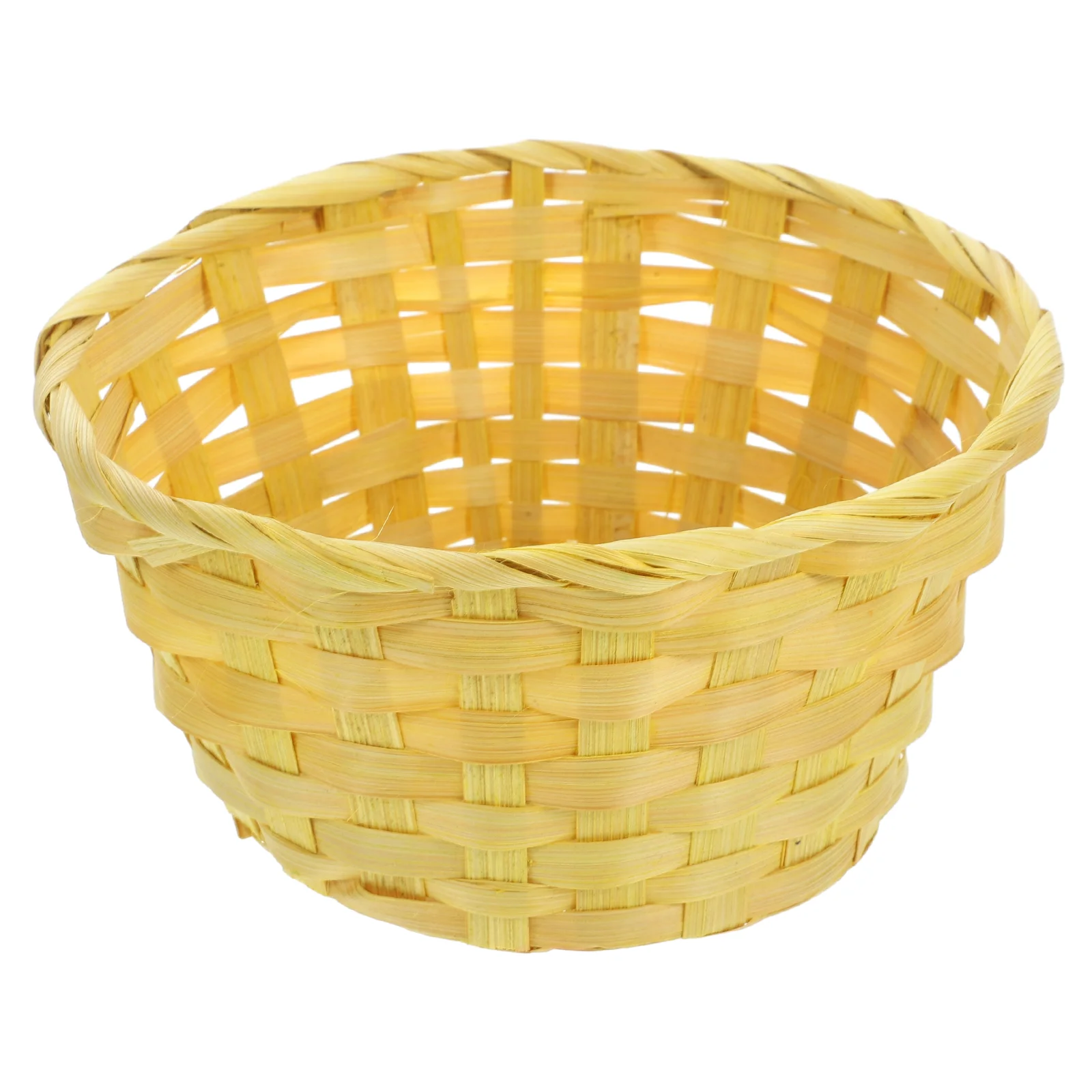 Bamboo Woven Basket Round Eggs Childrens Day Decorative Easter Props Storage Container Fruit Bowl Handmade Eco Friendly Kitchen