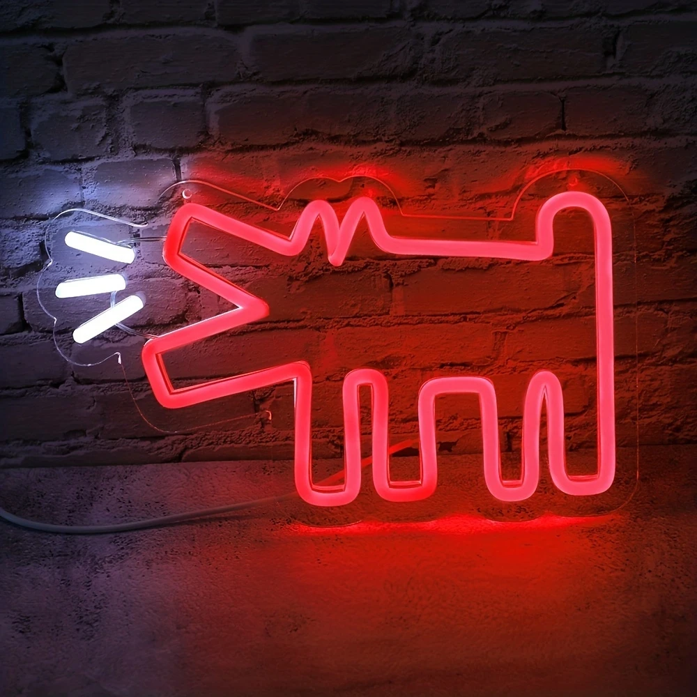 Dog Street Neon Sign Creative Neon Light Led Wall Hanging For Home Decor, Custom Wall Art Decoration Neon Signs for Kids' Gifts