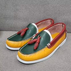 Brand Men's Boat Shoes Genuine Leather Casual Shoe Lace Up Walking Flat Business Shoes for Men Classic Loafers