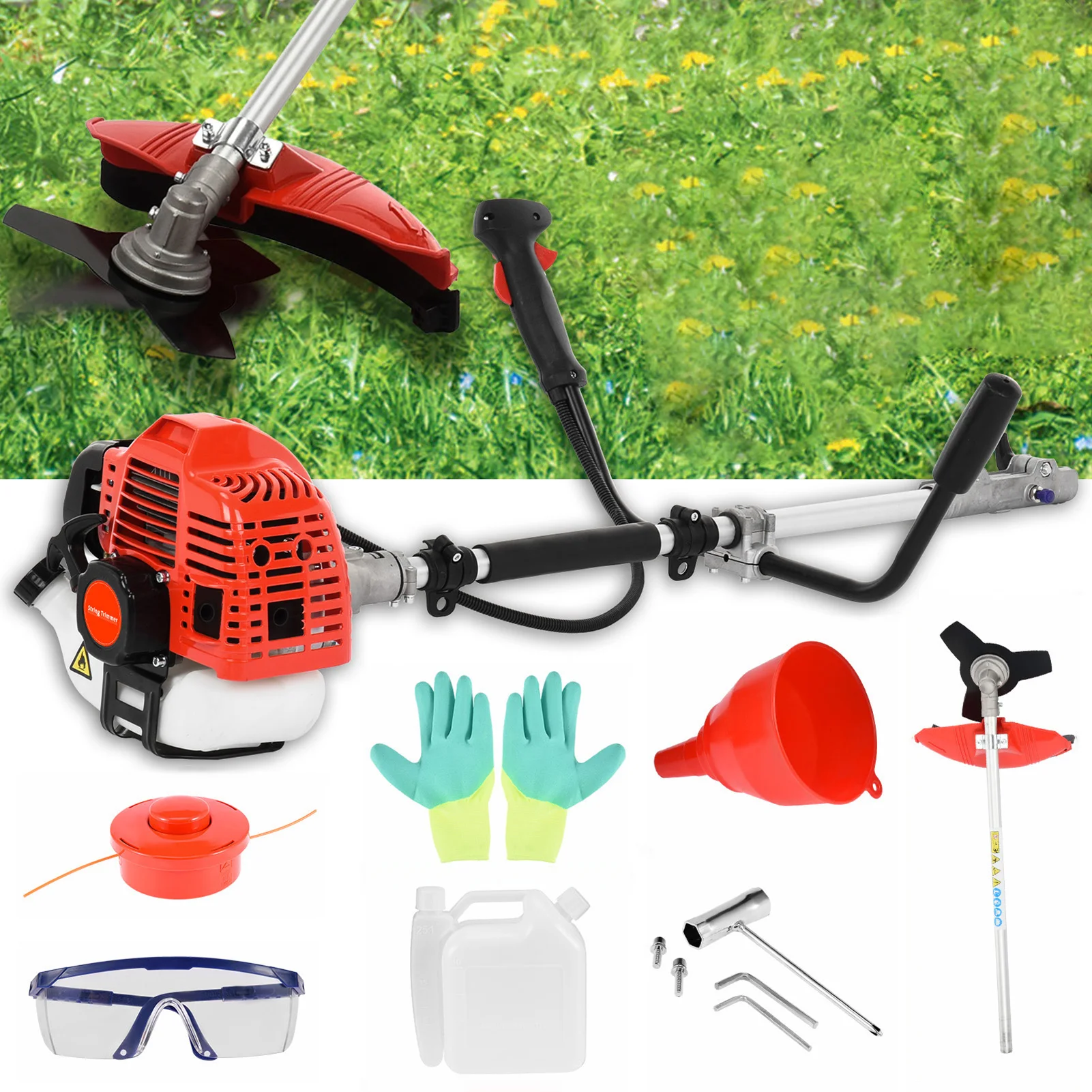 Strong Powerful Full Functioning Guard Accessories Hedge Trimmer 52cc 2-Stroke Gas Straight Shaft String Backpack Grass Trimmer