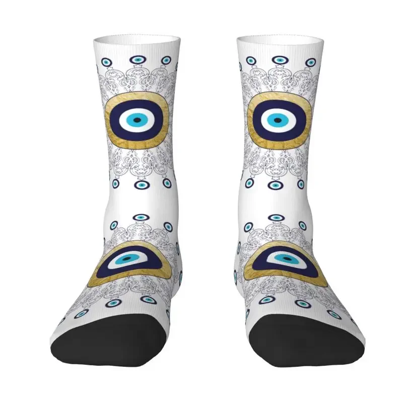 Kawaii Turkish Amulet Evil Eye Mandala Socks Men Male Women Warm Breathable 3D Printed Boho Mediterranean Sports Football Socks