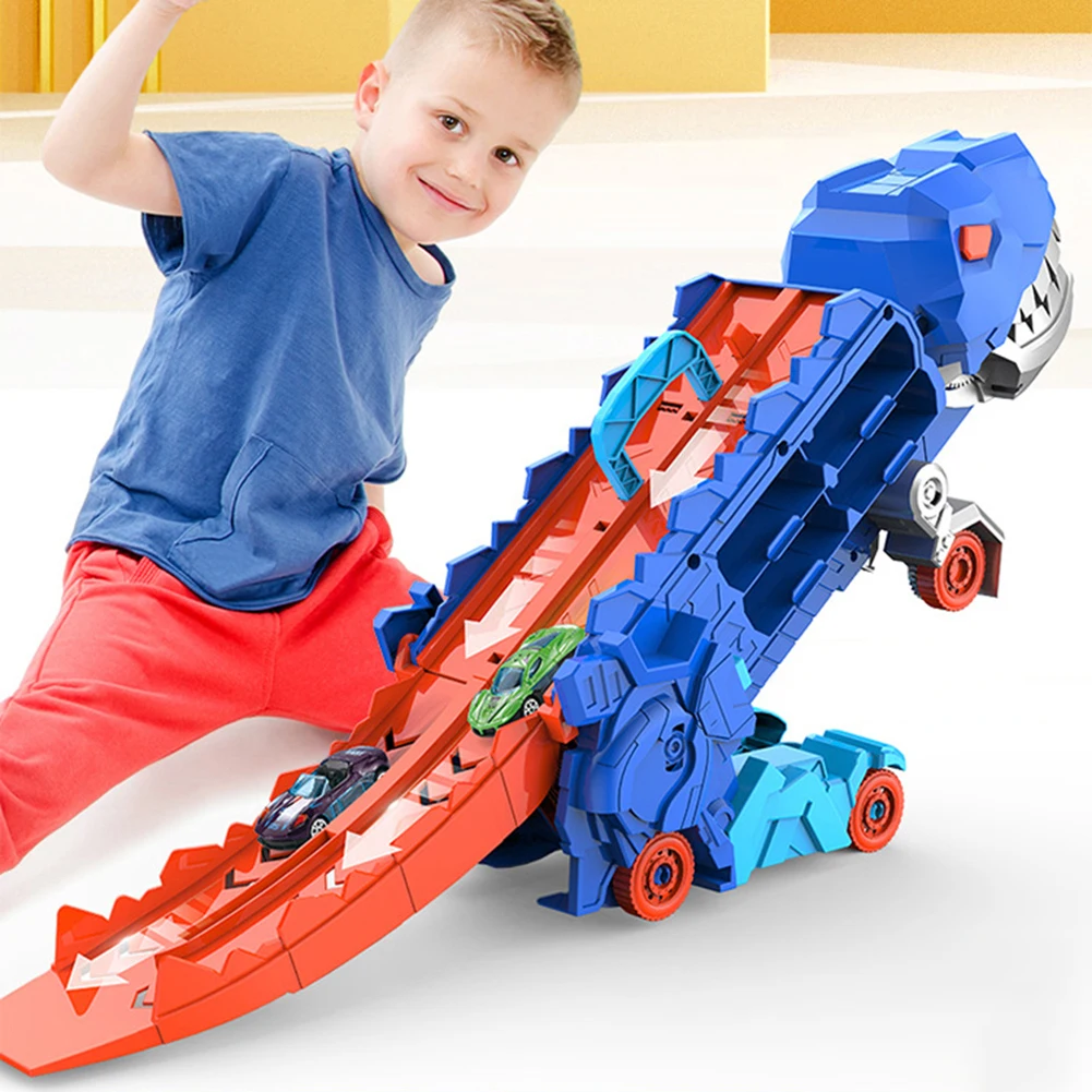 

Folding Dinosaur Transporter Car Toys Transforms Into Stomping Dinosaur Sliding Race Track Dinosaur Transporter Truck Kids Gifts